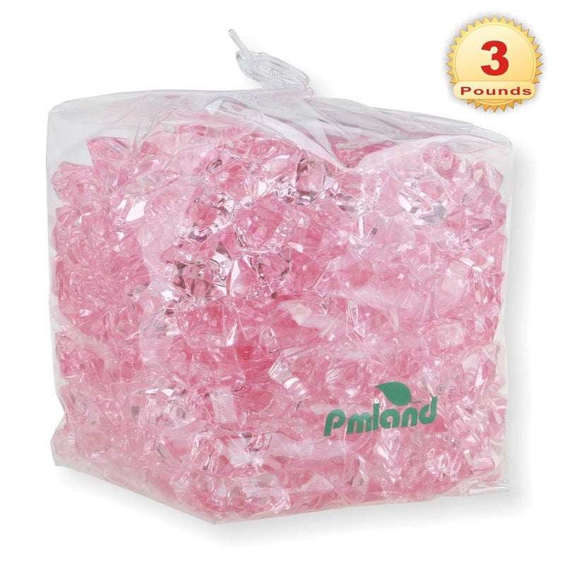 PMLAND Clear Fake Ice Rocks â€“ 550 Pcs Large Pink Acrylic Gems Crushed Plastic Diamonds, 3 Lbs / 2.25 Quarts Bulk Vase Filler for Centerpieces Wedding Theme DÃ©cor Aquarium Table Scatter - Image 5
